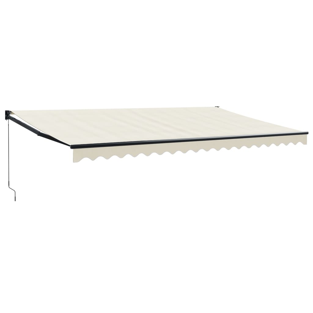 Uttrekkbar markise kremhvit 5x3 m stoff og aluminium