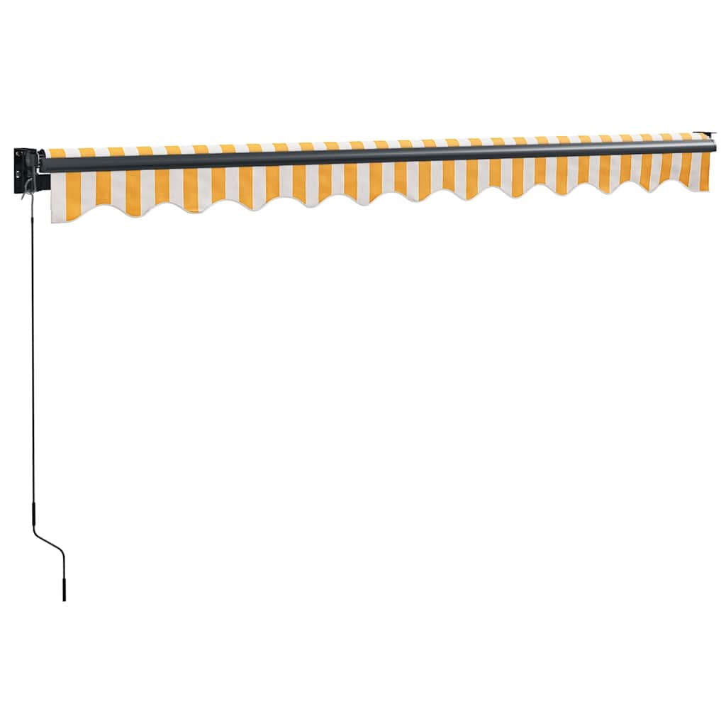 Uttrekkbar markise gul og hvit 3x2,5 m stoff og aluminium