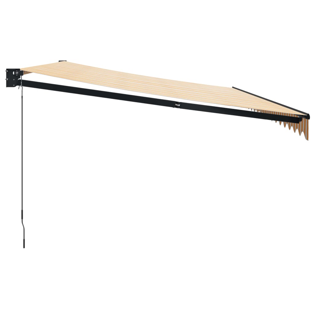 Uttrekkbar markise gul og hvit 5x3 m stoff og aluminium