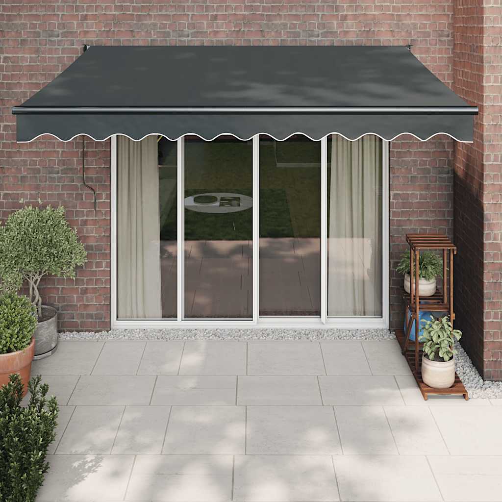 Uttrekkbar markise antrasitt 3,5x2,5 m stoff og aluminium