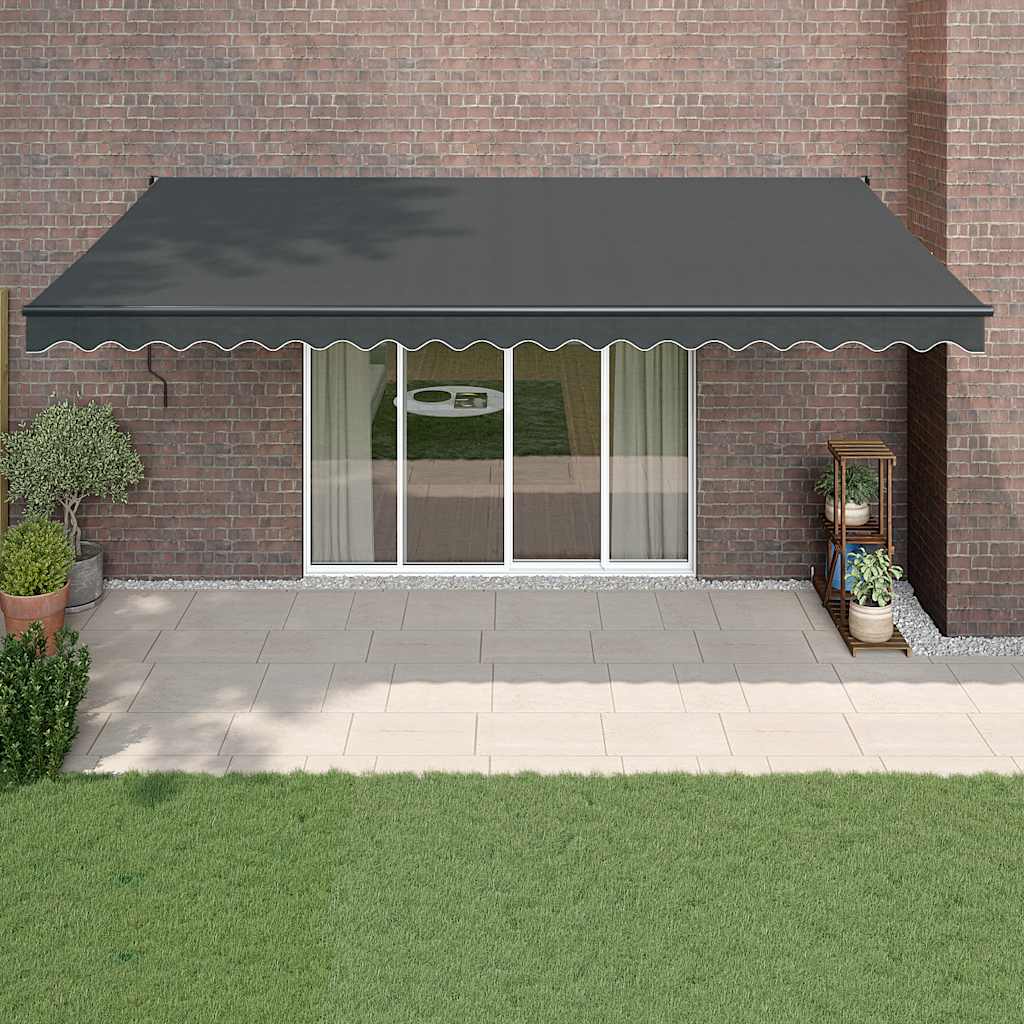 Uttrekkbar markise antrasitt 5x3 m stoff og aluminium