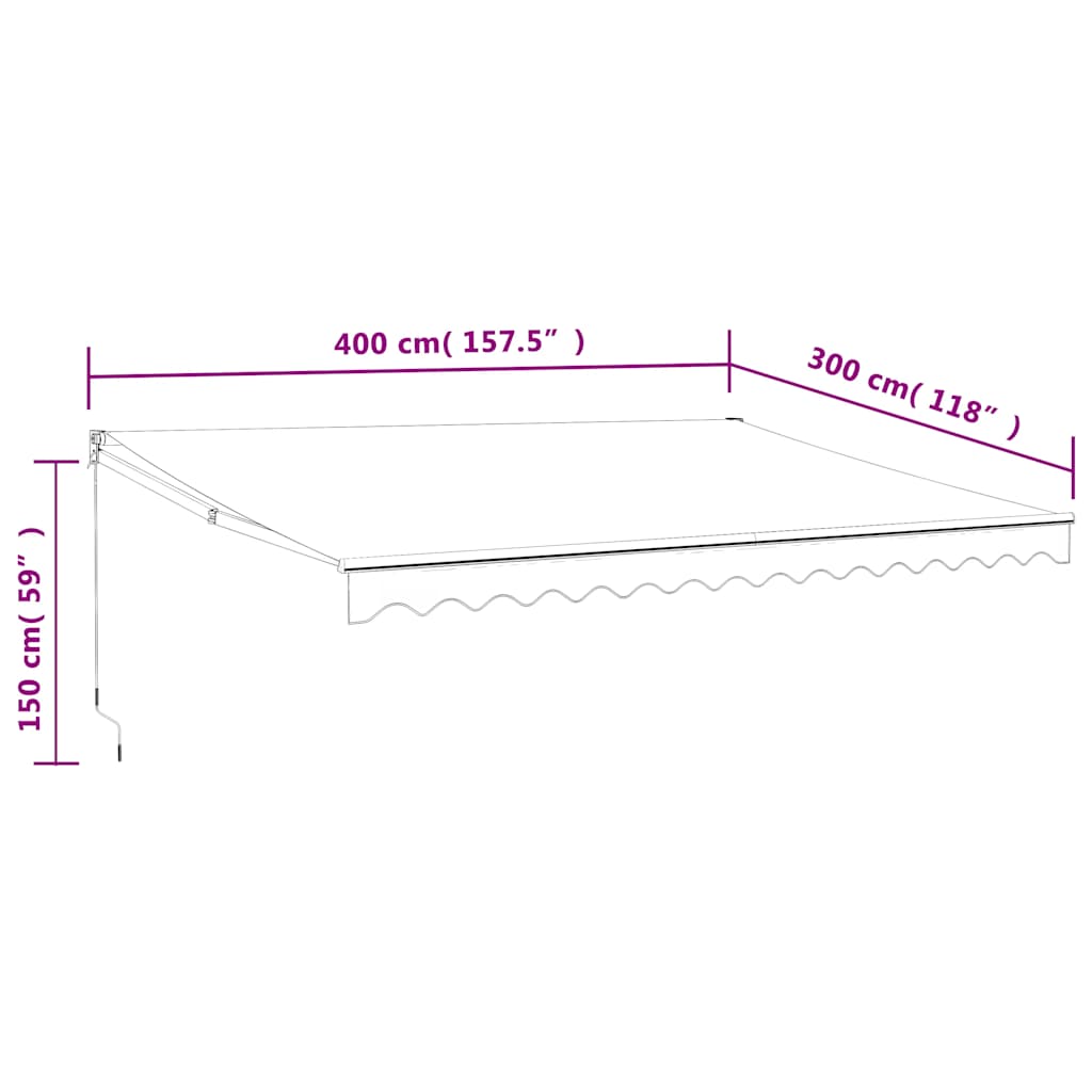 Automatisk uttrekkbar markise kremhvit 4x3 m vidaXL