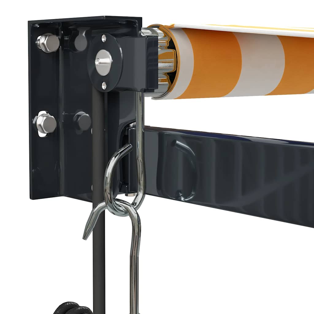 Automatisk uttrekkbar markise gul og hvit 3,5x2,5 m