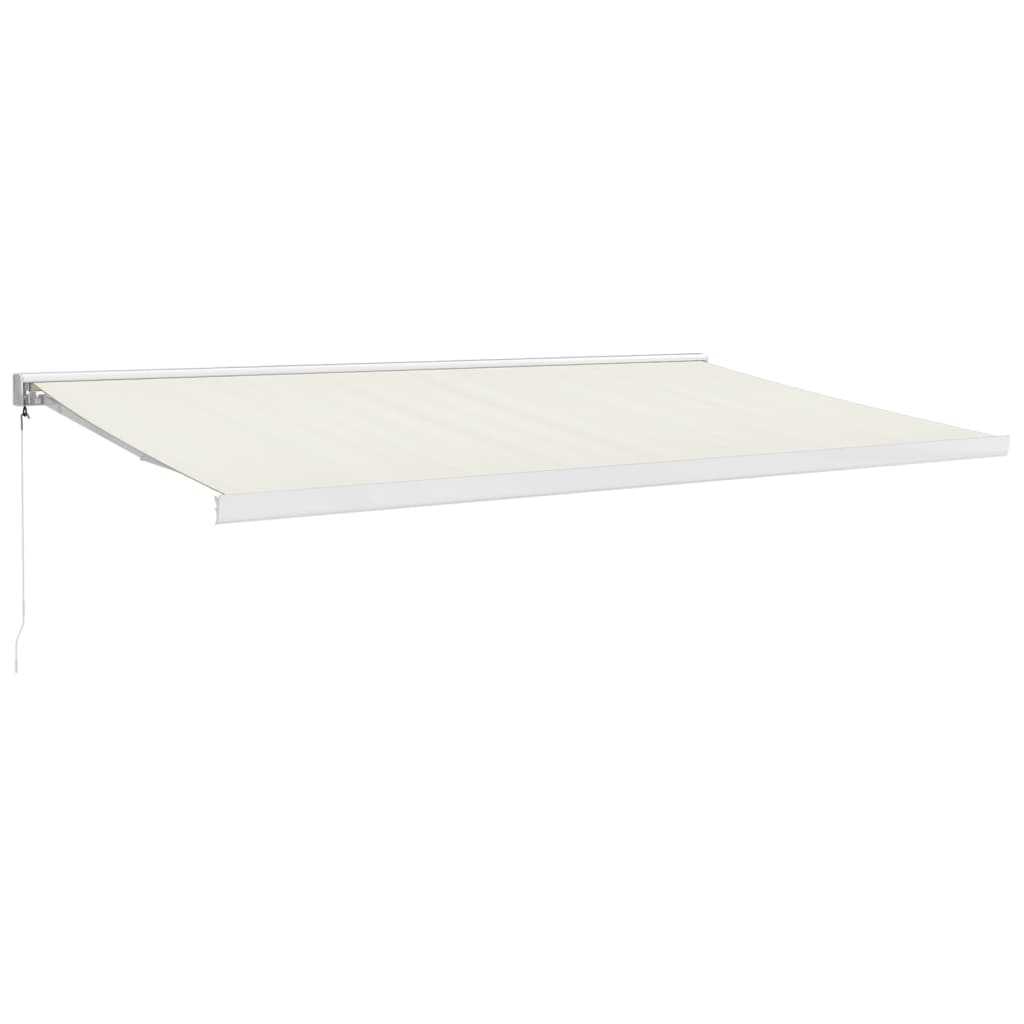 Uttrekkbar markise kremhvit 5x3 m stoff og aluminium