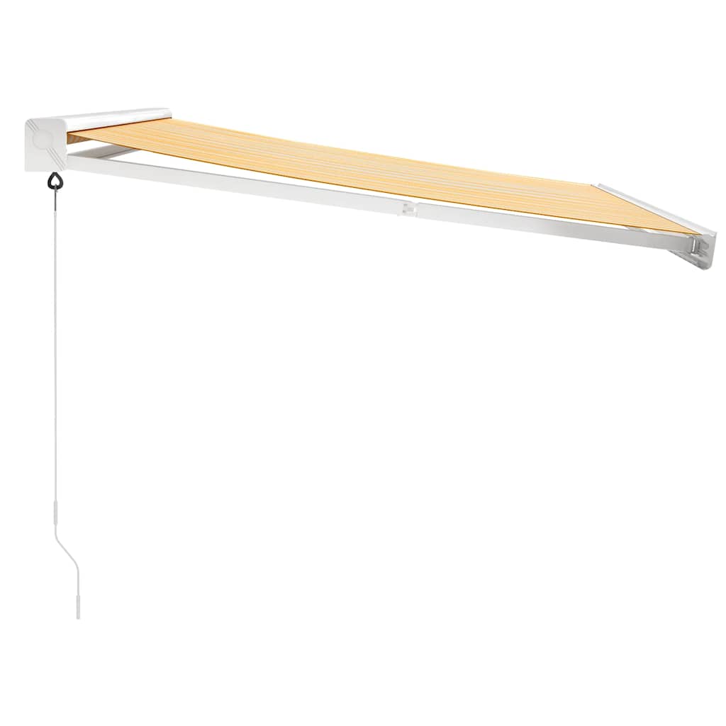 Uttrekkbar markise gul og hvit 3x2,5 m stoff og aluminium