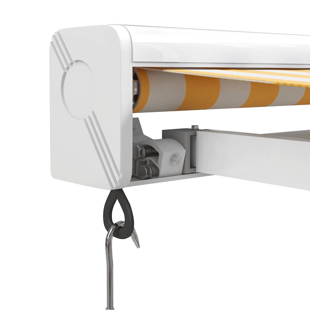 Uttrekkbar markise gul og hvit 3x2,5 m stoff og aluminium
