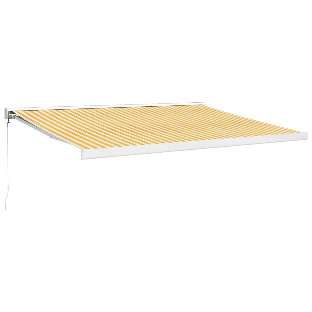 Uttrekkbar markise gul og hvit 4,5x3 m stoff og aluminium vidaXL