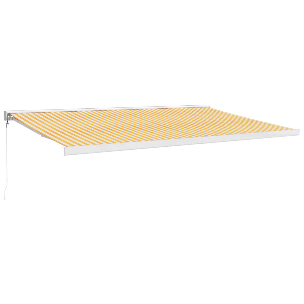 Uttrekkbar markise gul og hvit 5x3 m stoff og aluminium