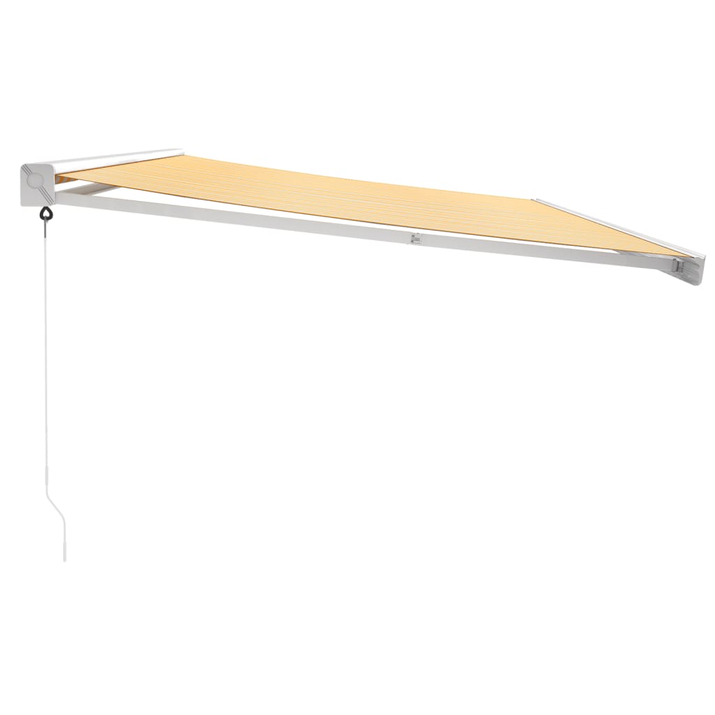 Uttrekkbar markise gul og hvit 5x3 m stoff og aluminium