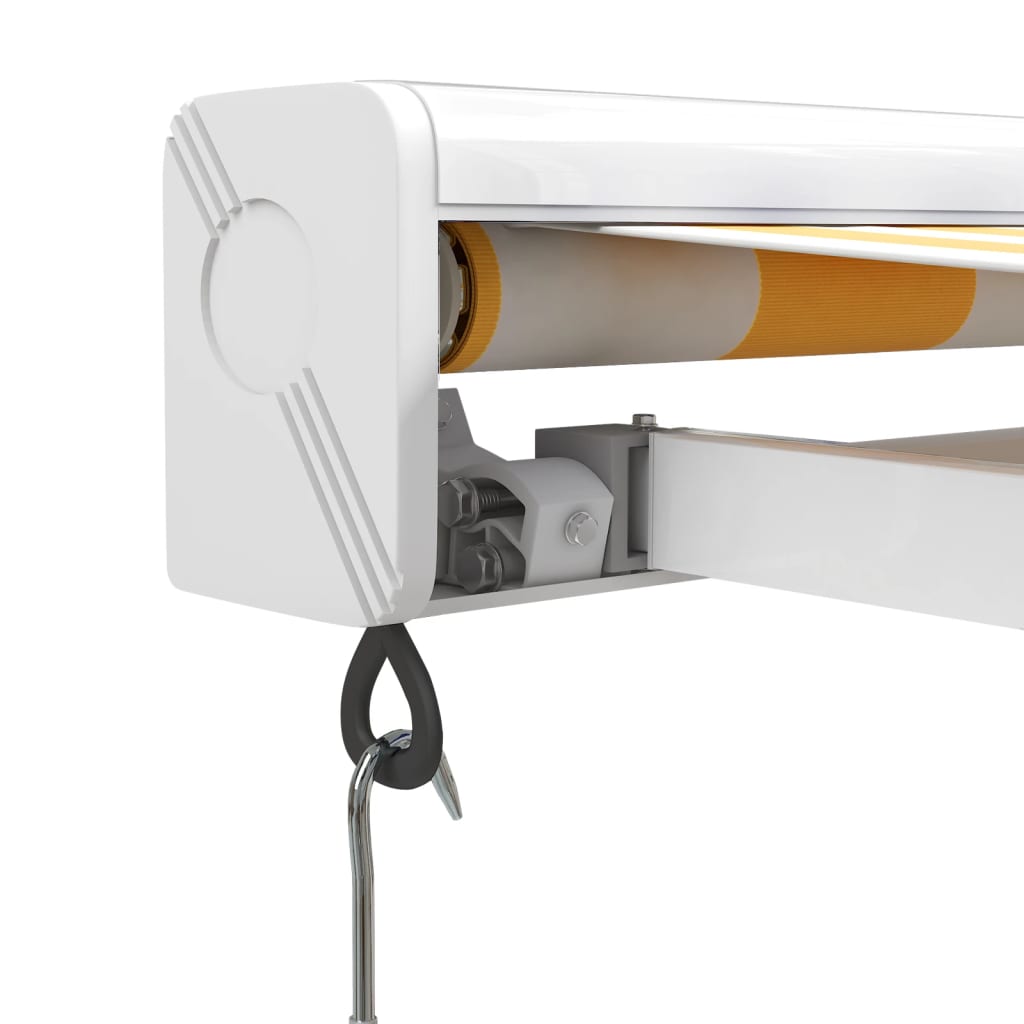 Uttrekkbar markise gul og hvit 5x3 m stoff og aluminium