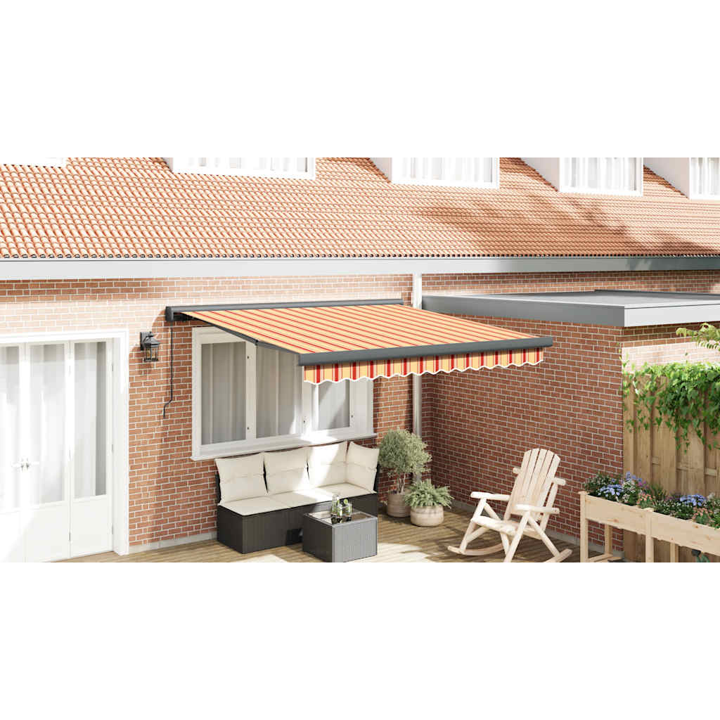 Uttrekkbar markise gul og hvit 3x2,5 m stoff og aluminium