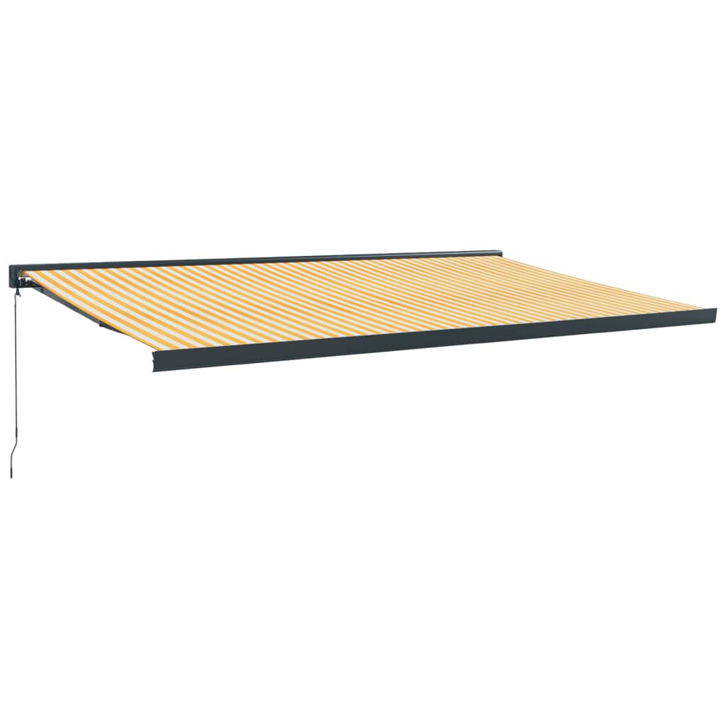Uttrekkbar markise gul og hvit 5x3 m stoff og aluminium