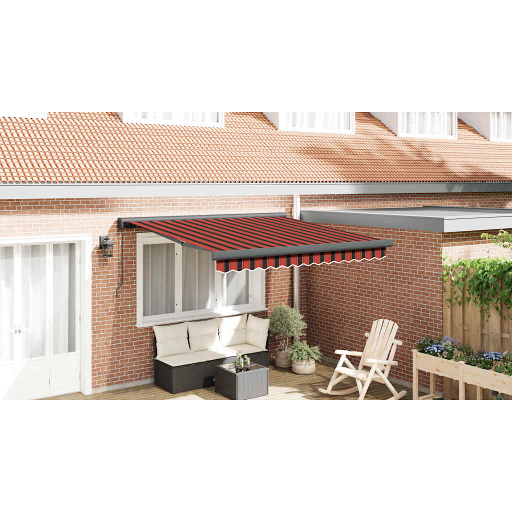 Uttrekkbar markise oransje og brun 3x2,5 m stoff og aluminium