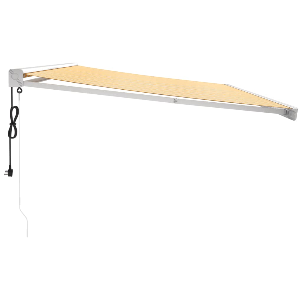 Uttrekkbar markise gul og hvit 5x3 m stoff og aluminium