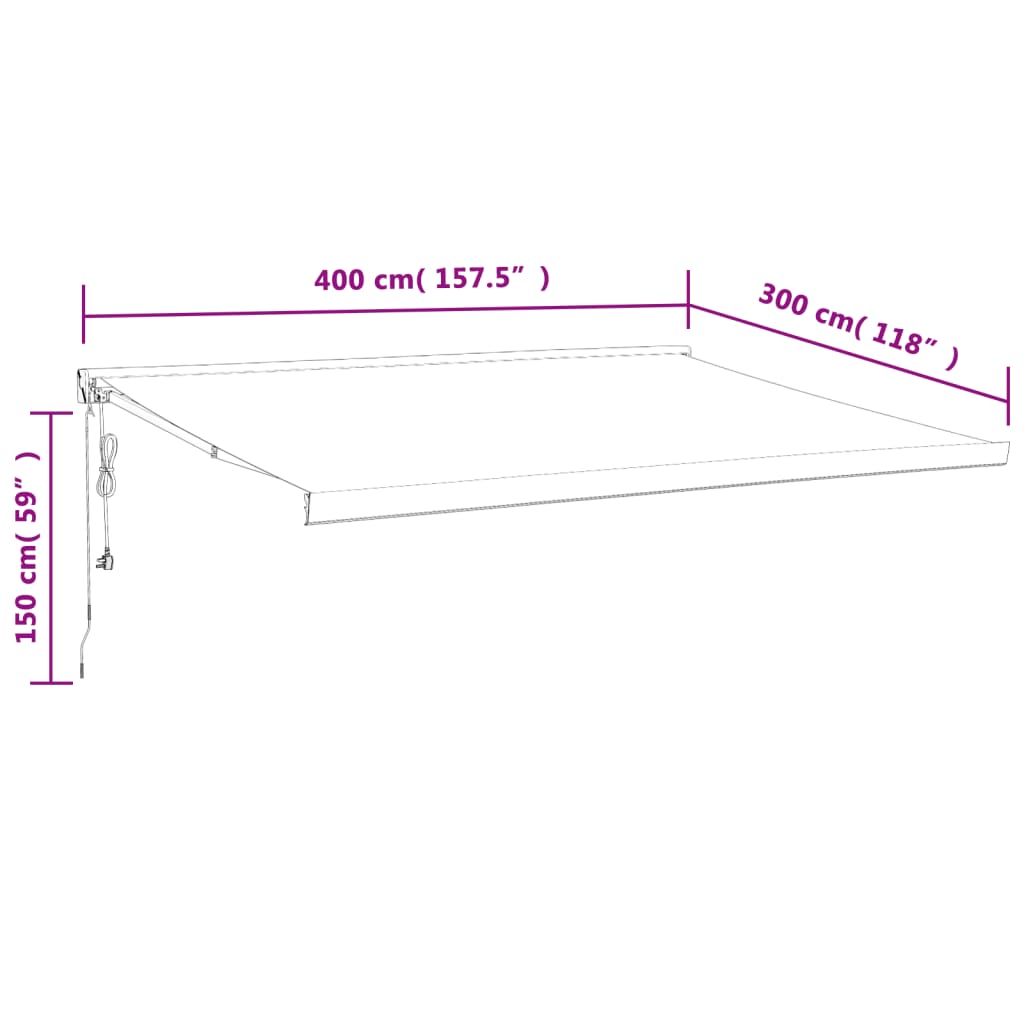 Uttrekkbar markise antrasitt 4x3 m stoff og aluminium