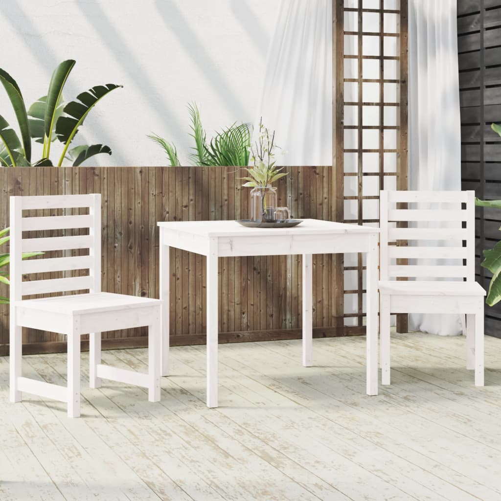 Hagebistrosett hvit 3 deler heltre furu
