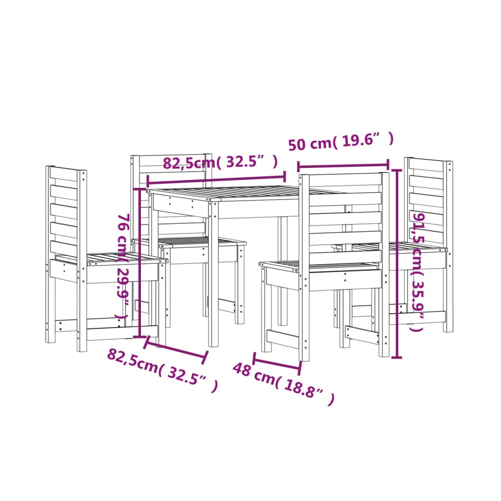 Hagespisestue 5 deler hvit heltre furu