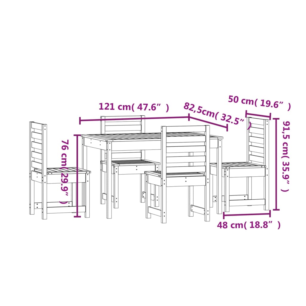 Hagespisestue 5 deler hvit heltre furu