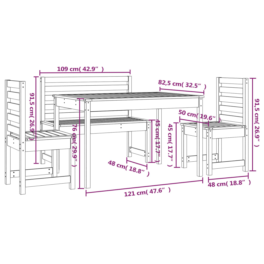 Hagespisestue 4 deler hvit heltre furu