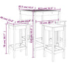 Hagebarsett 5 deler svart heltre furu
