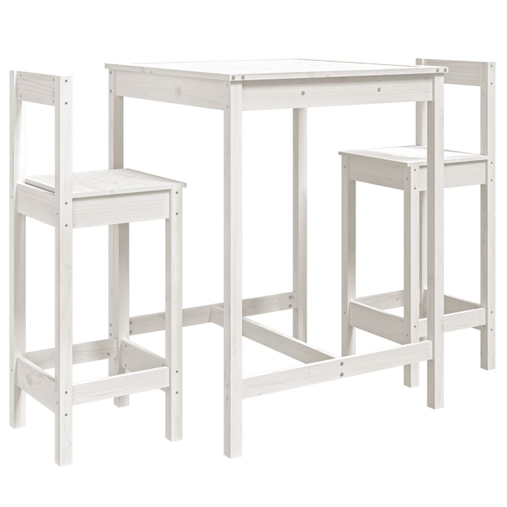 Hagebarsett 3 deler hvit heltre furu