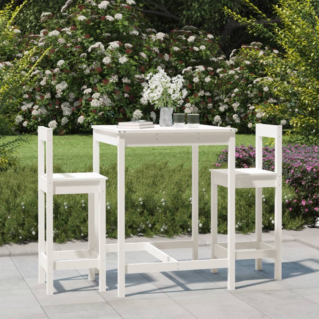 Hagebarsett 3 deler hvit heltre furu