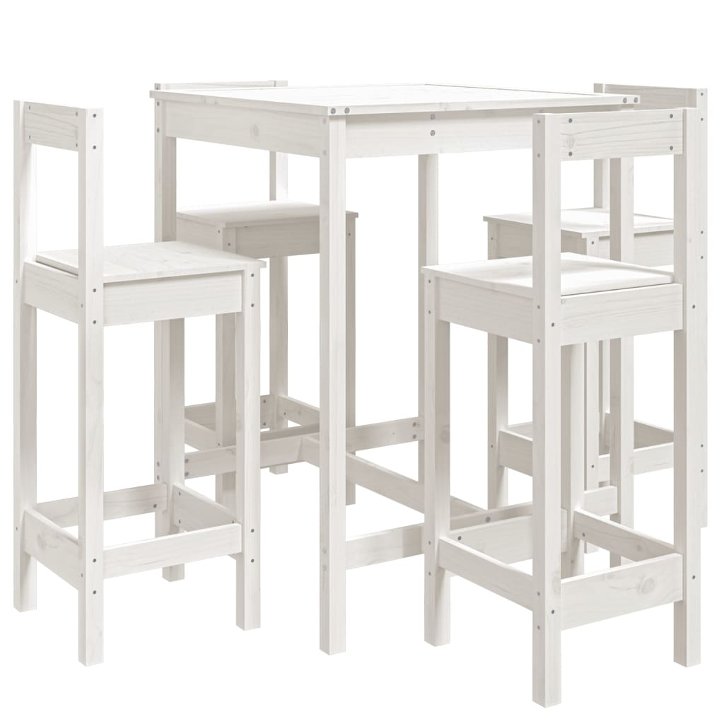 Hagebarsett 5 deler hvit heltre furu