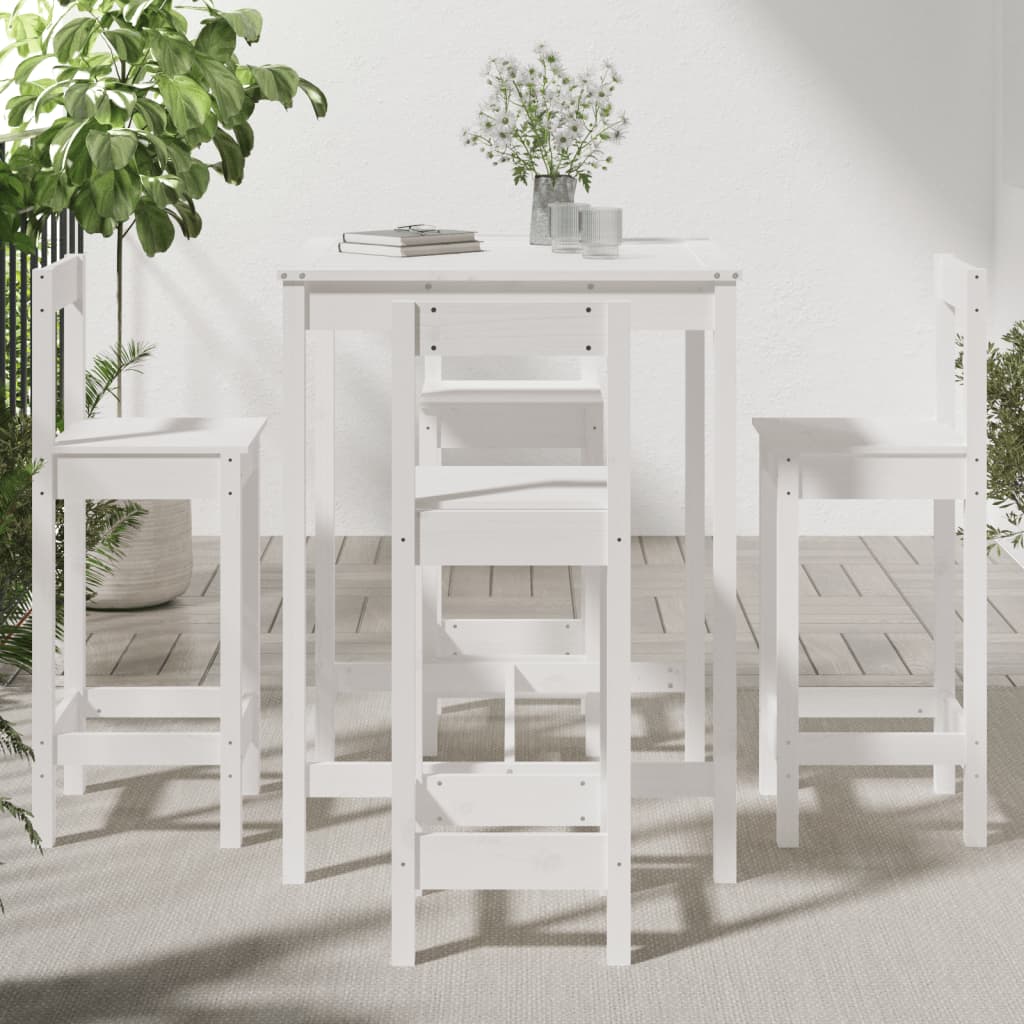 Hagebarsett 5 deler hvit heltre furu