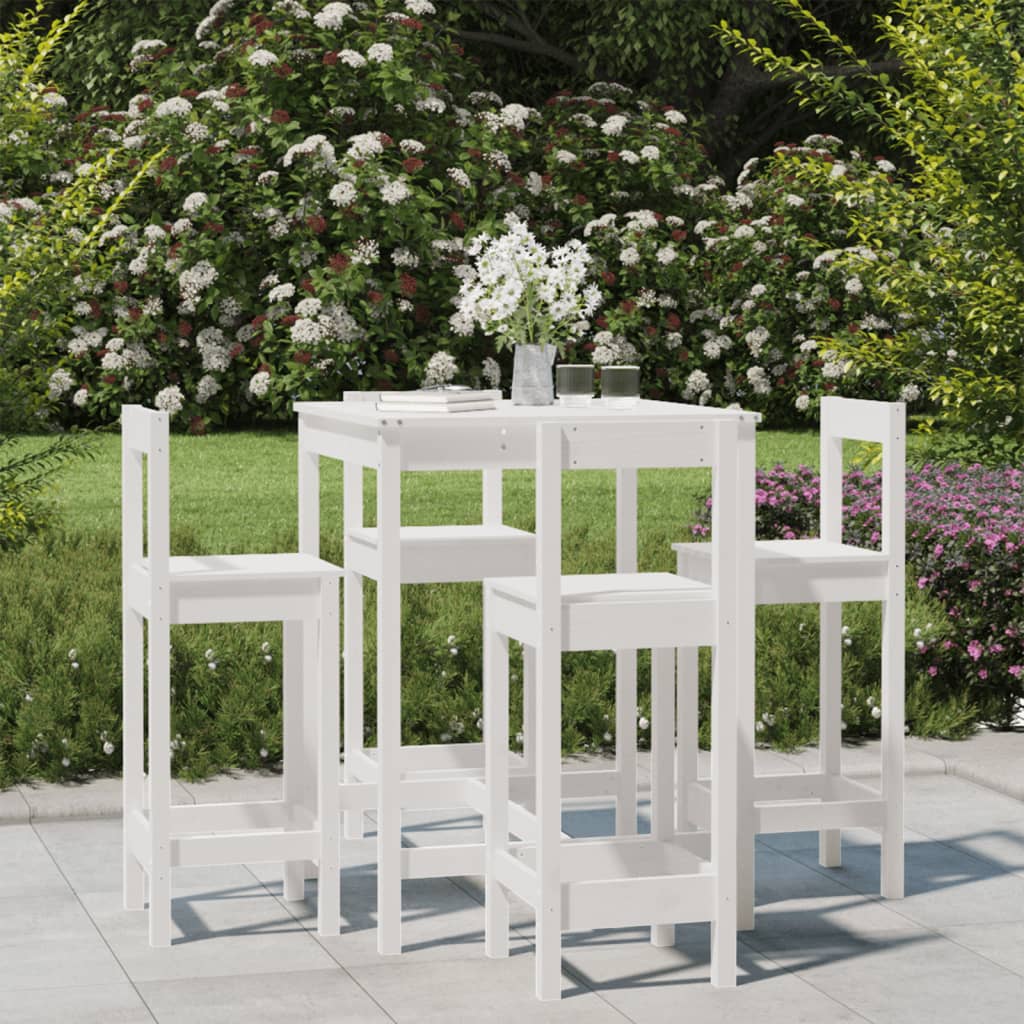 Hagebarsett 5 deler hvit heltre furu