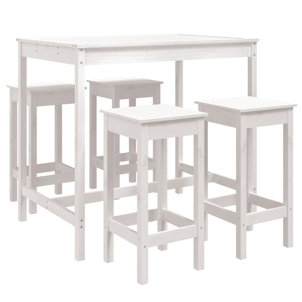 Hagebarsett 5 deler hvit heltre furu