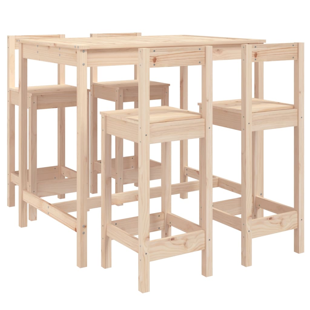 Hagebarsett 5 deler heltre furu vidaXL