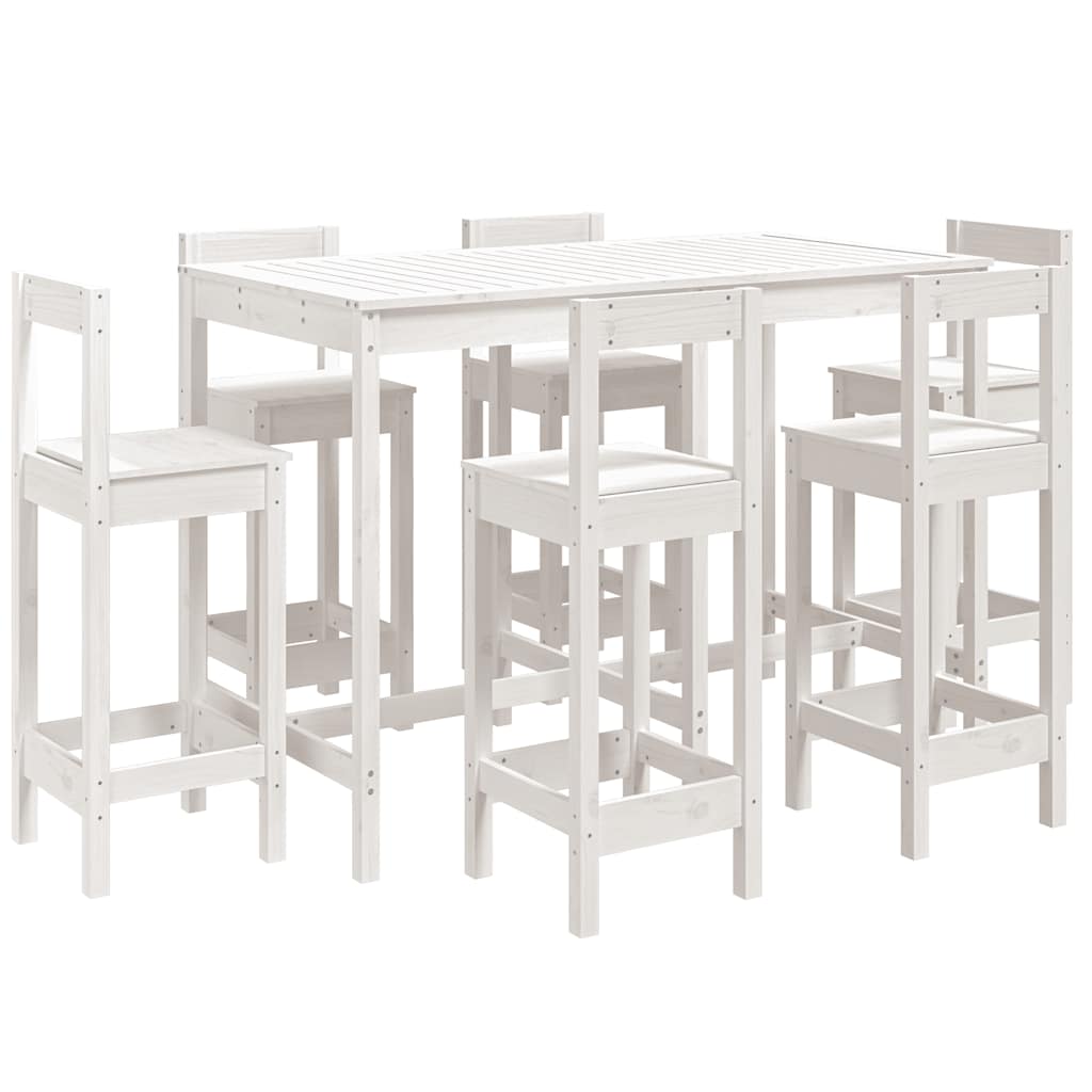 Hagebarsett 7 deler hvit heltre furu vidaXL