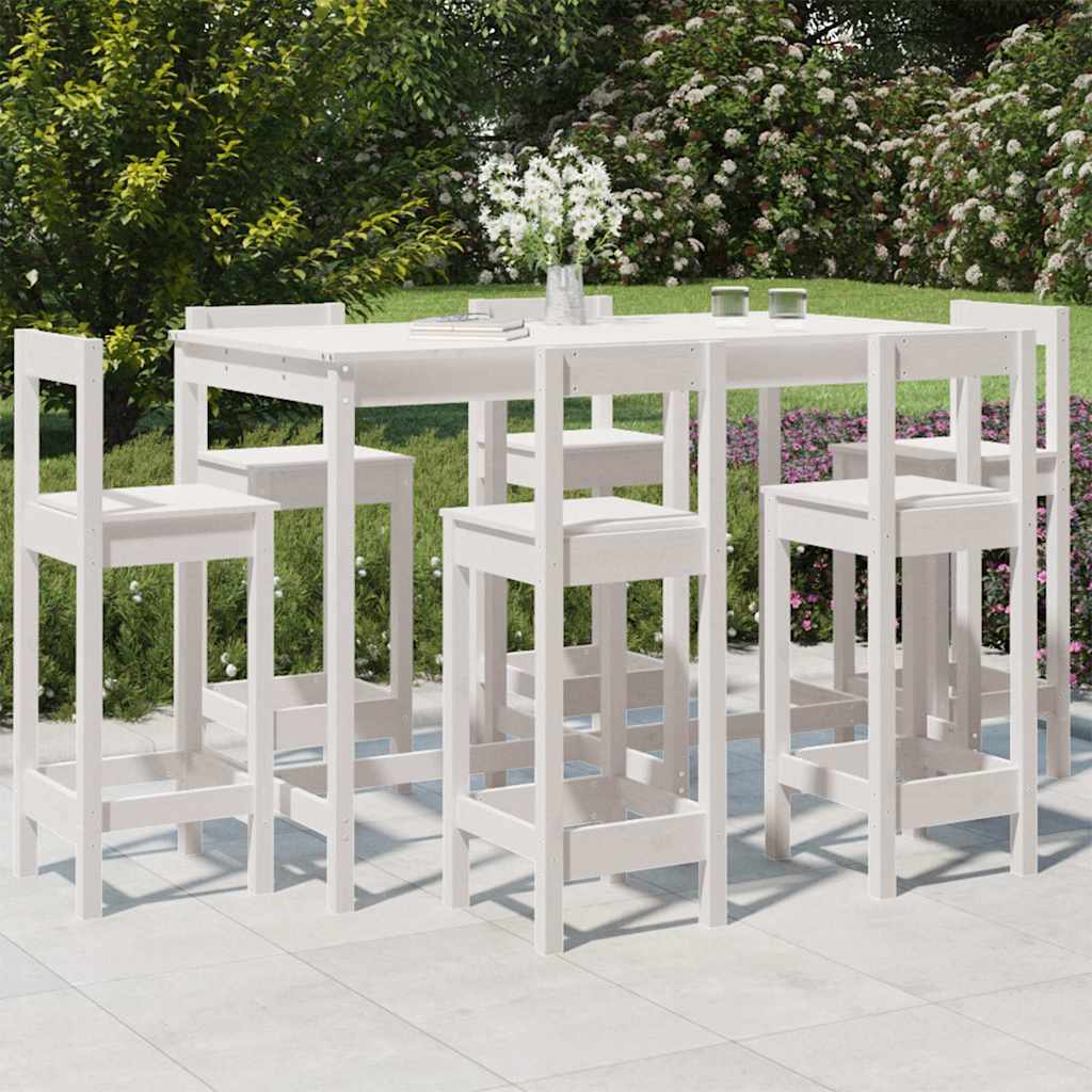 Hagebarsett 7 deler hvit heltre furu vidaXL