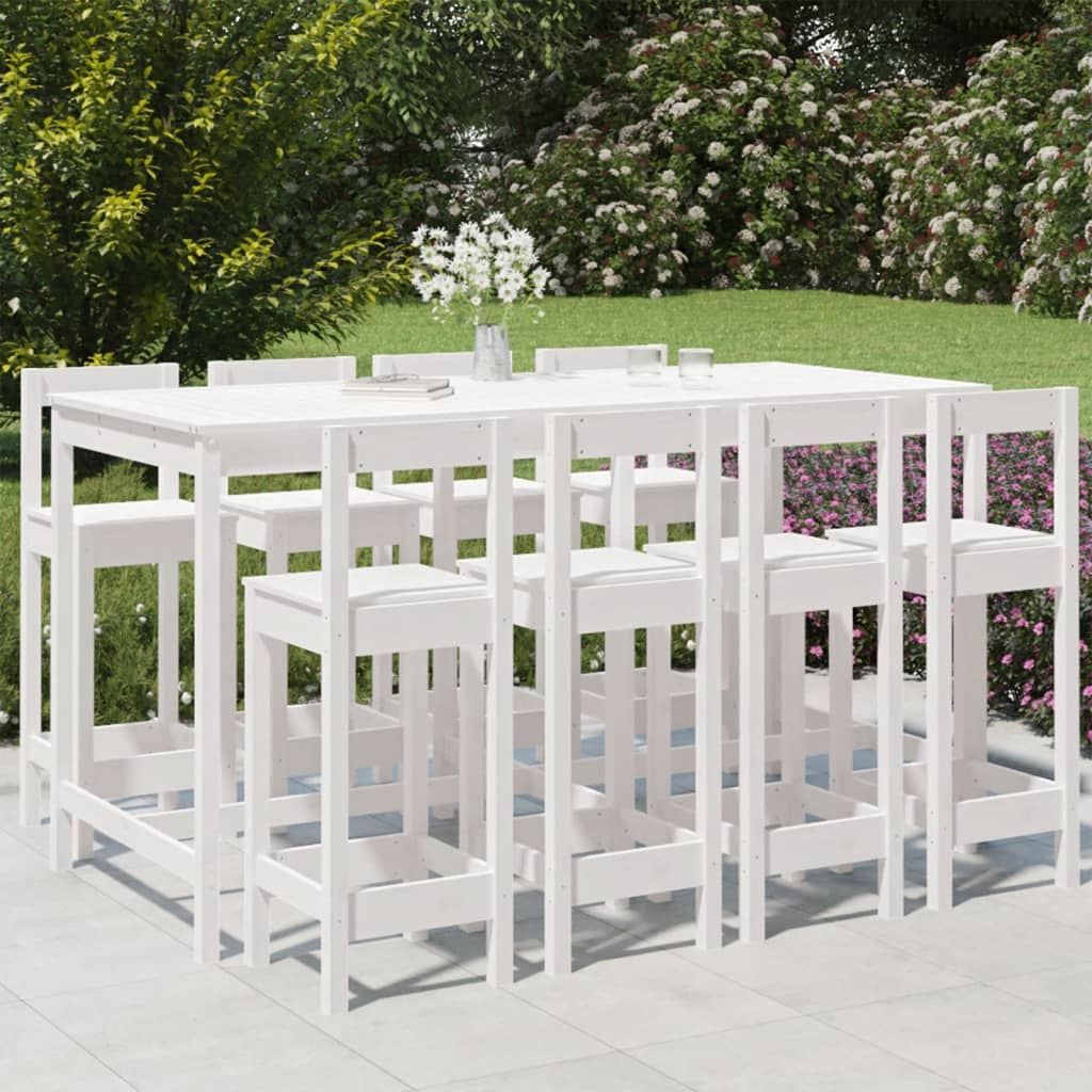Hagebarsett 9 deler hvit heltre furu