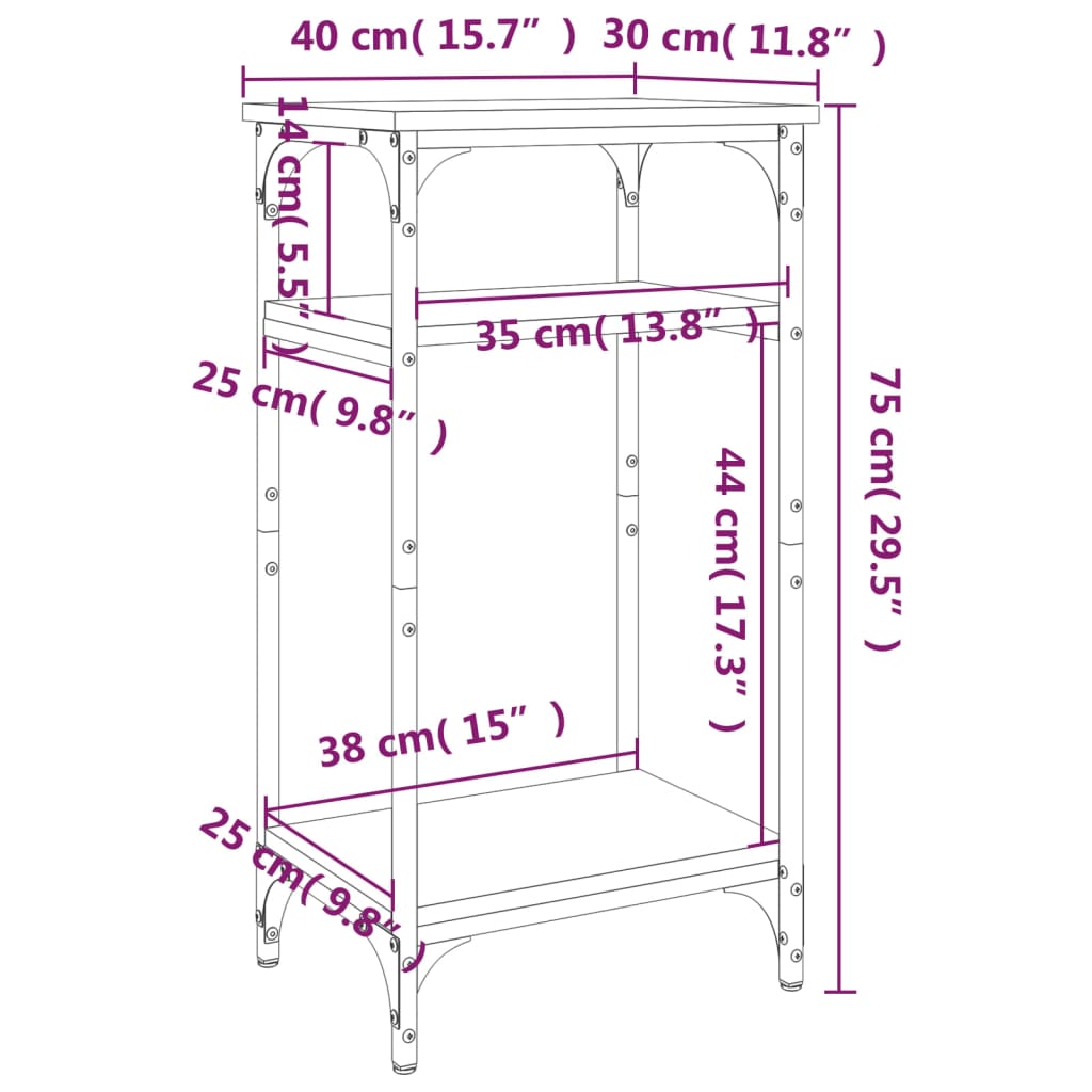 Sidebord sonoma eik 40x30x75 cm konstruert tre