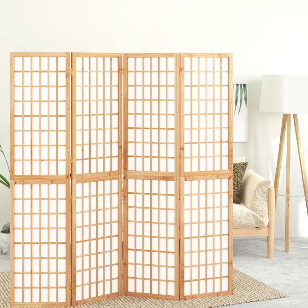 Sammenleggbar romdeler 4 paneler japansk stil 160x170 cm svart