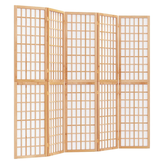 Sammenleggbar romdeler 5 paneler japansk stil 200x170 cm svart
