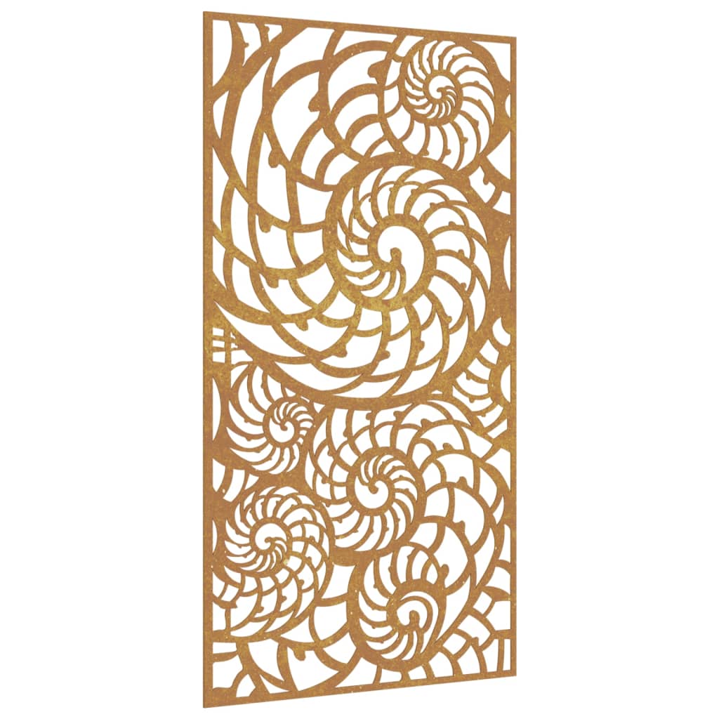 Veggdekorasjon til hage 105x55 cm cortenstål skalldesign