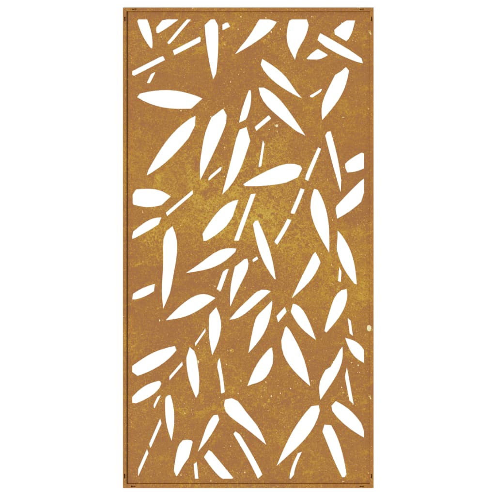 Veggdekorasjon til hage 105x55 cm cortenstål bambusbladdesign