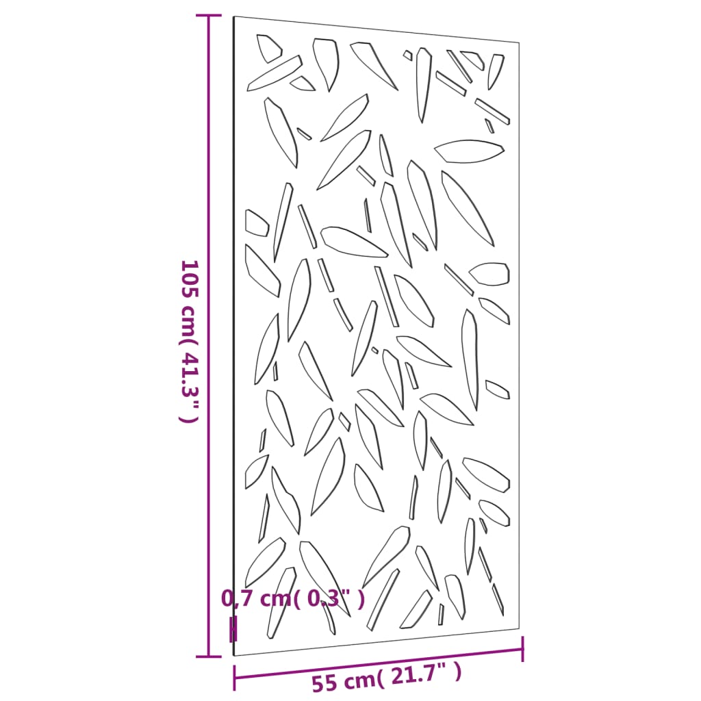 Veggdekorasjon til hage 105x55 cm cortenstål bambusbladdesign