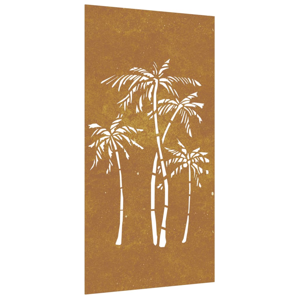 Veggdekorasjon til hage 105x55 cm cortenstål palmetre-design