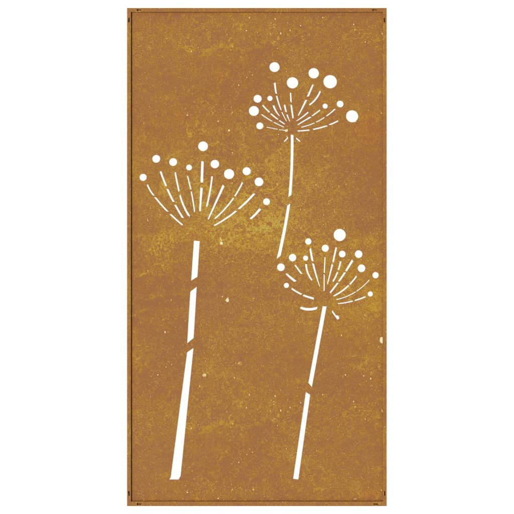 Veggdekorasjon til hage 105x55 cm cortenstål blomsterdesign