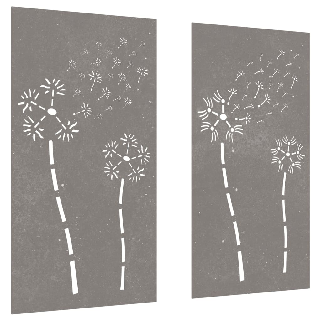 Veggdekorasjoner hage 2 stk 105x55 cm cortenstål blomsterdesign