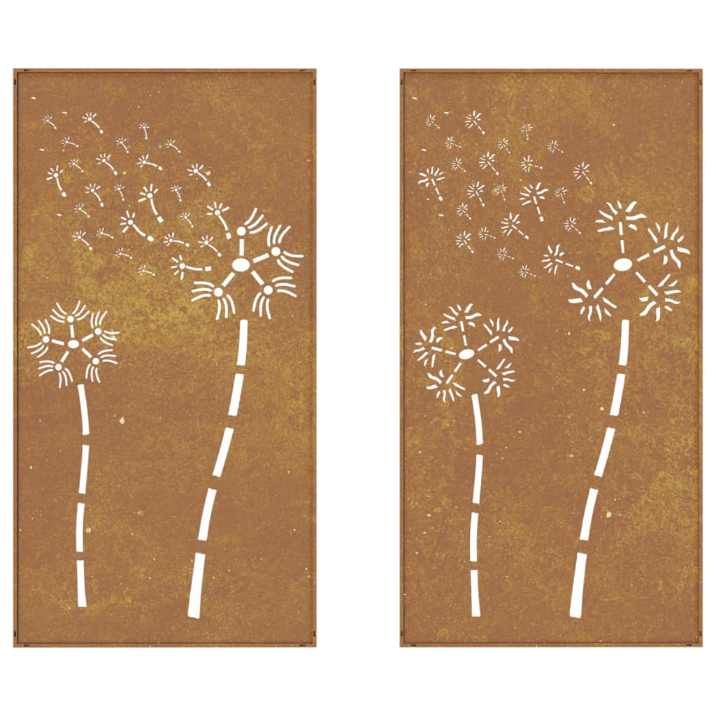 Veggdekorasjoner hage 2 stk 105x55 cm cortenstål blomsterdesign