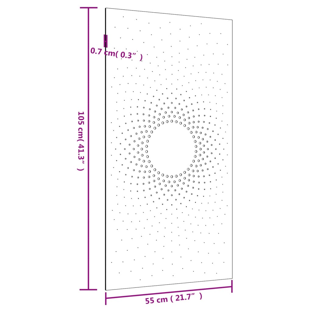 Veggdekorasjon til hage 105x55 cm cortenstål soldesign