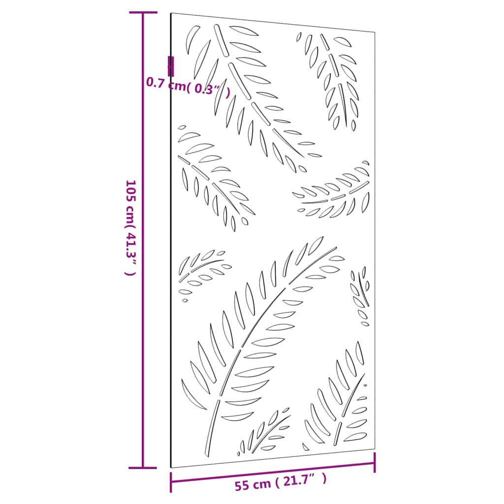 Veggdekorasjon til hage 105x55 cm cortenstål bladdesign