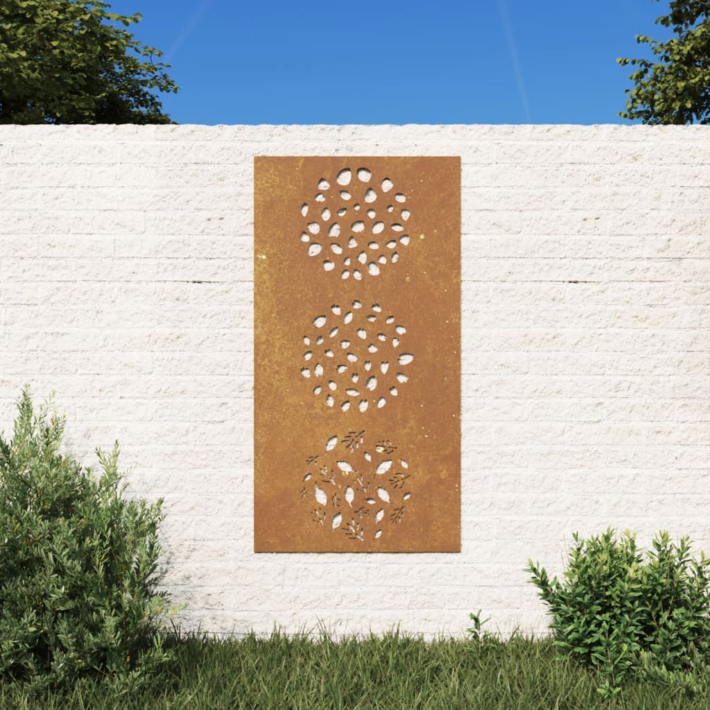 Veggdekorasjon til hage 105x55 cm cortenstål bladdesign