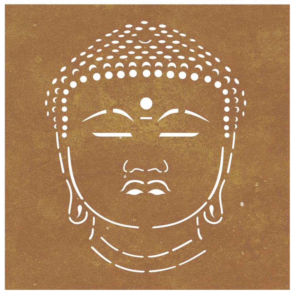 Veggdekorasjon til hage 55x55 cm cortenstål Buddha-design