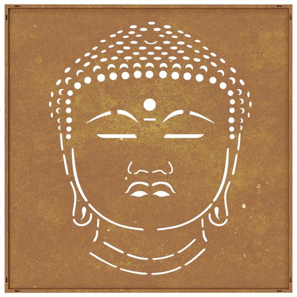 Veggdekorasjon til hage 55x55 cm cortenstål Buddha-design