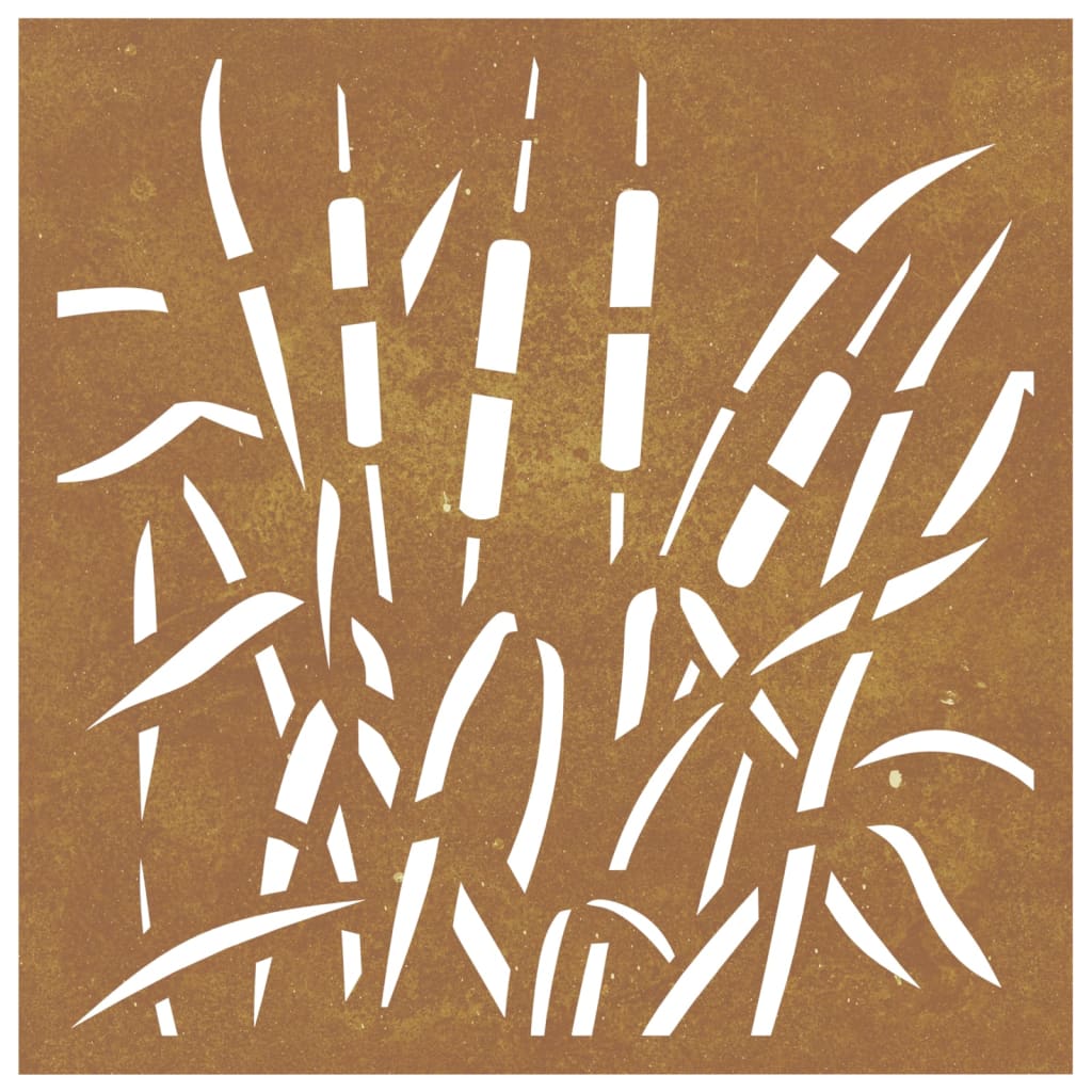 Veggdekorasjon til hage 55x55 cm cortenstål grassdesign